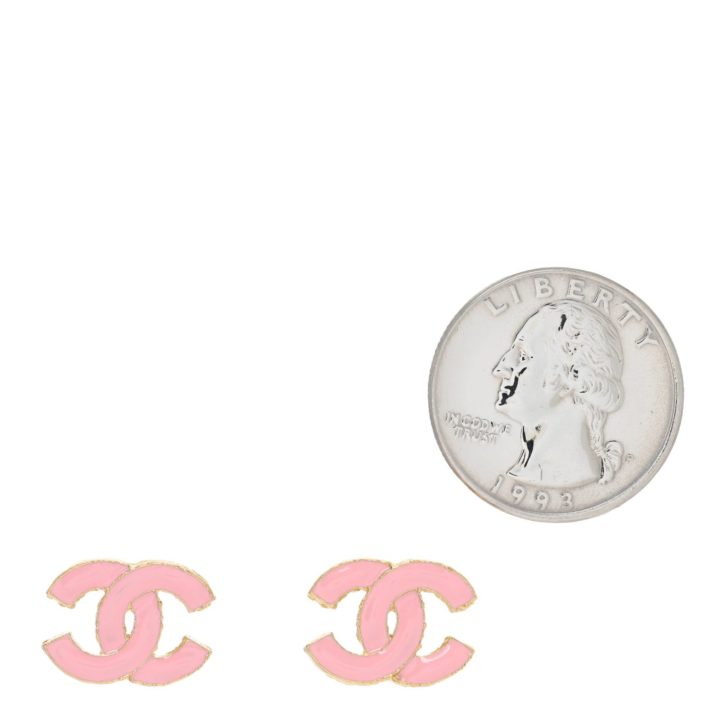 Metal Enamel CC Earrings Pink Gold