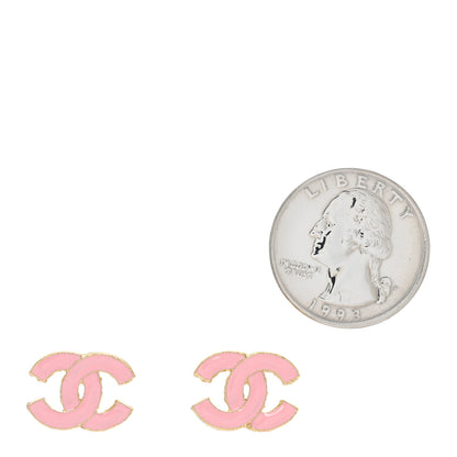 Chanel Metal Enamel CC Earrings Pink Gold 2 of 4