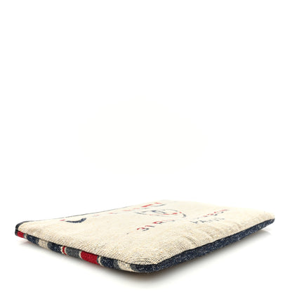 Chanel Striped Canvas Deauville Pouch Clutch Beige 4 of 7