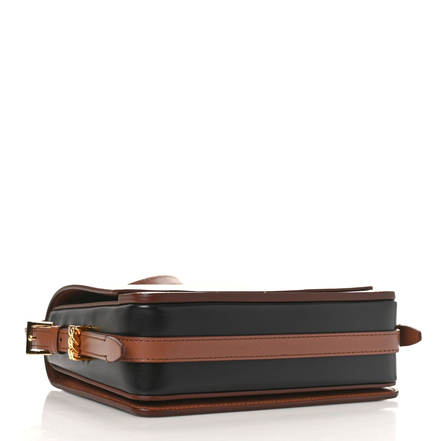 Smooth Calfskin Two Tone Small Grace Bag Malt Brown Black