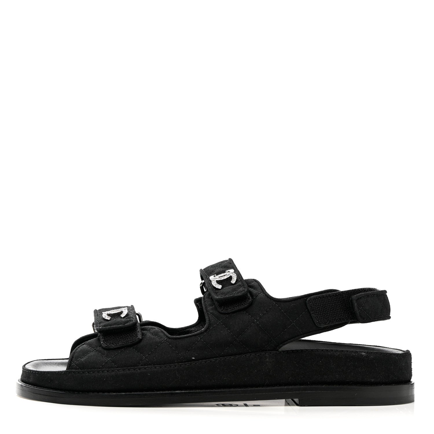 Chanel Mixed Fibers Velcro Dad Sandals 39 Black 1 of 12
