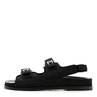 Chanel Mixed Fibers Velcro Dad Sandals 39 Black 1 of 12