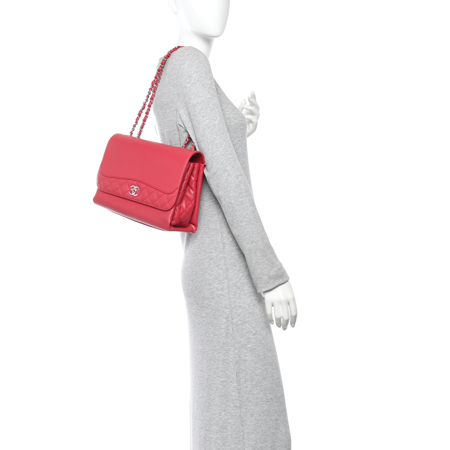 Chanel Calfskin Jumbo Tramezzo Flap Red 2 of 13
