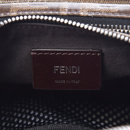 Fendi Glazed Fabric Vitello Century FF 1974 Stamp Patch Mens Pocket Belt Bag Mogano Panna Black 6 of 7