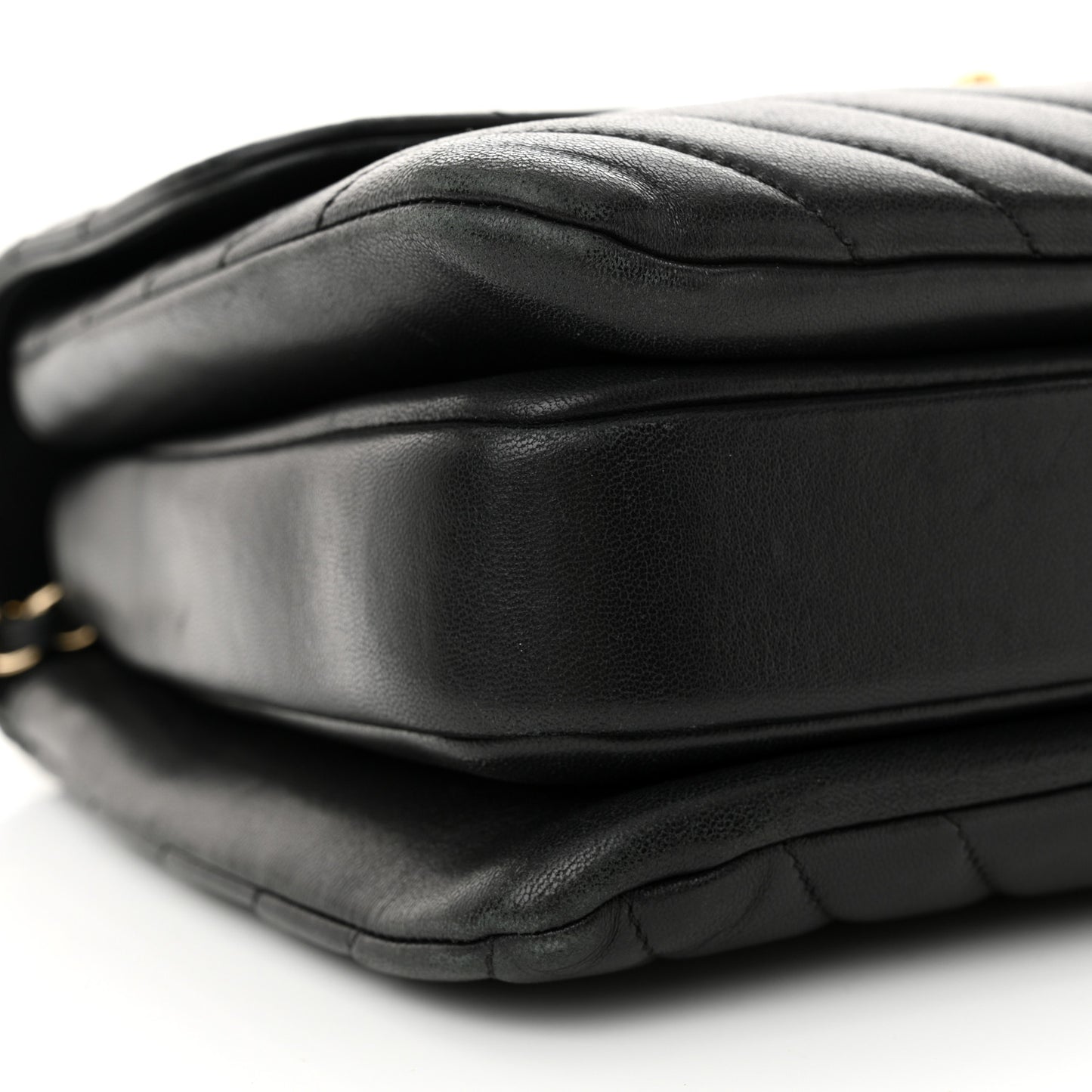 Lambskin Chevron Quilted Medium Trendy CC Dual Handle Flap Bag Black