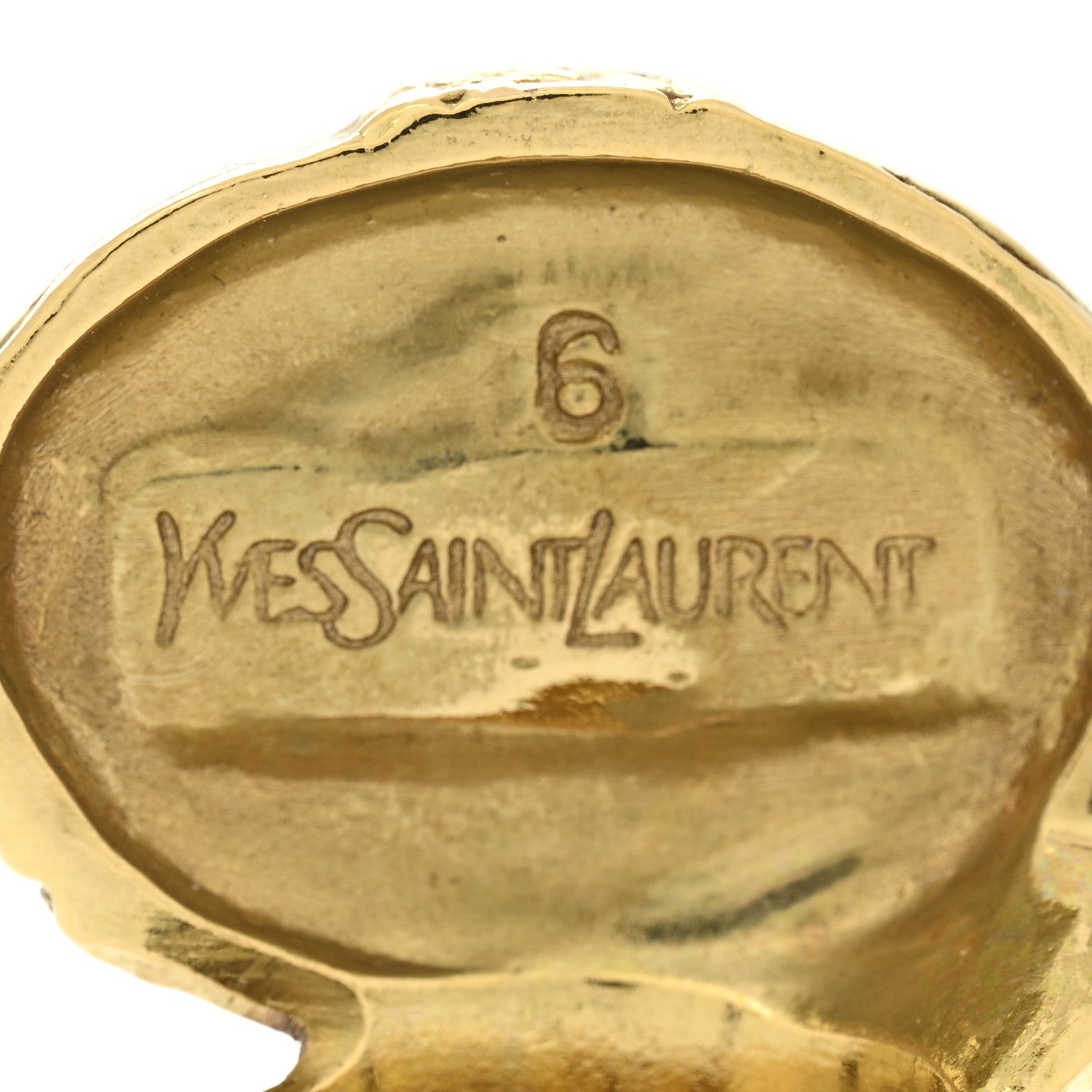 Saint Laurent Glass Cabochon Arty Ovale Ring 52 6 Gold Blue 4 of 6