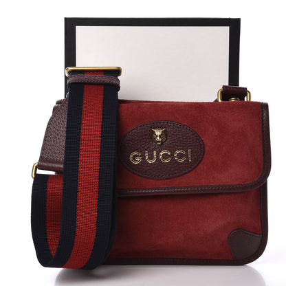 Gucci Suede Web Small Neo Vintage Double Flap Messenger Bag Romantic Cherry Chardonnay 16 of 16
