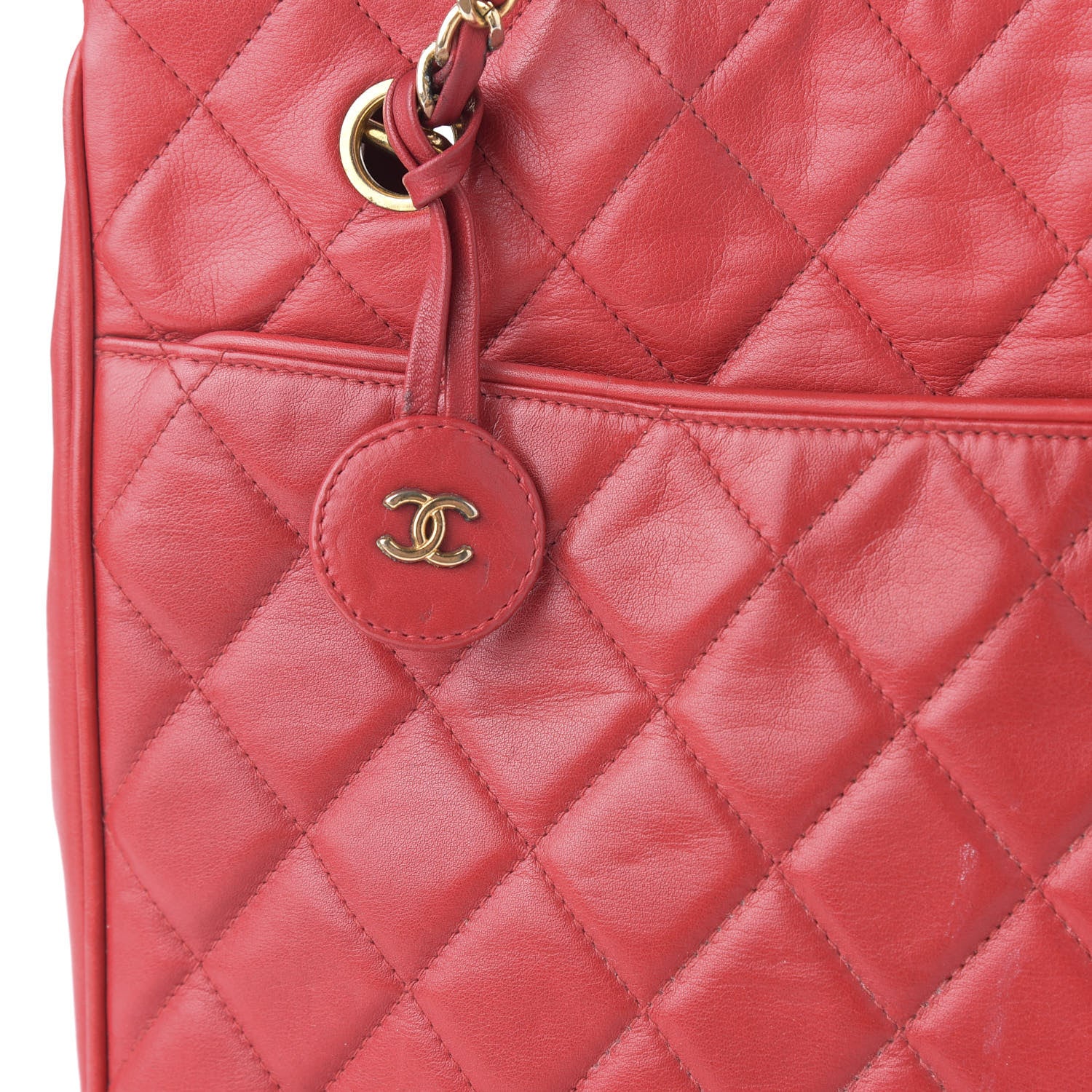 Chanel Lambskin Quilted Tote Red 15 of 15
