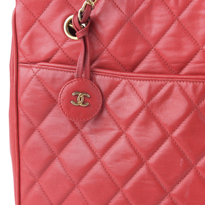 Chanel Lambskin Quilted Tote Red 15 of 15