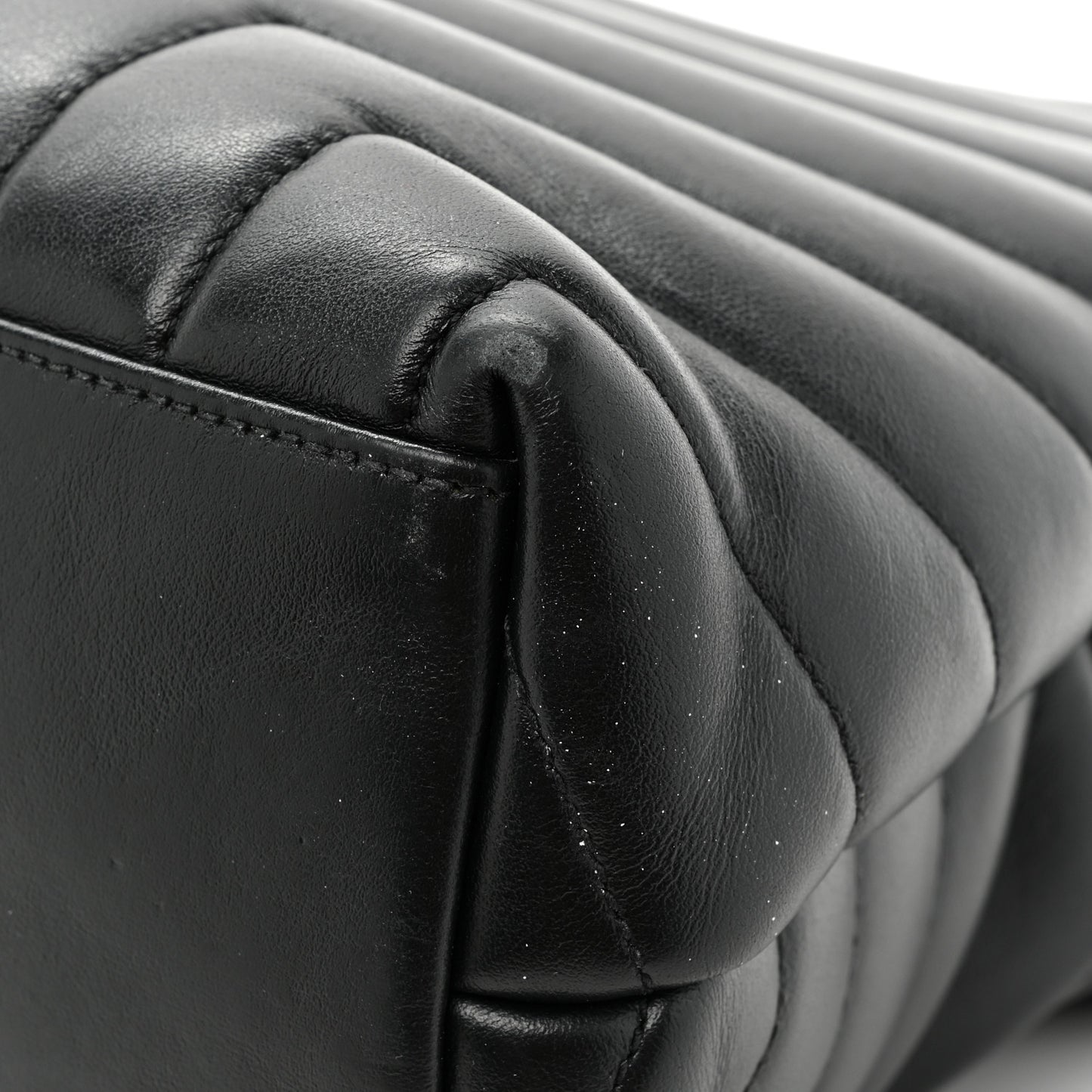 Calfskin Y Quilted Monogram Medium Loulou Chain Satchel Black