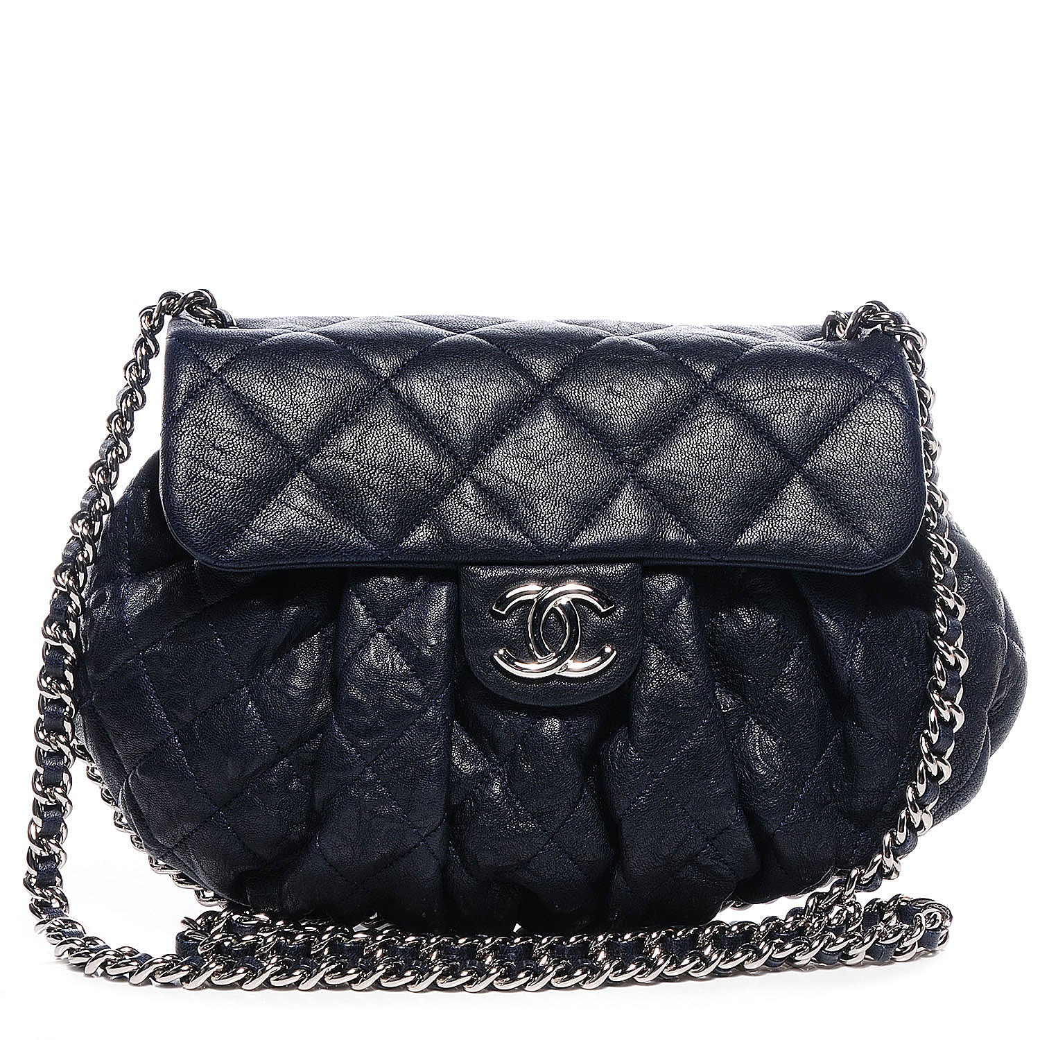 Chanel Calfskin Chain Around Medium Messenger Bag Navy 1 of 9