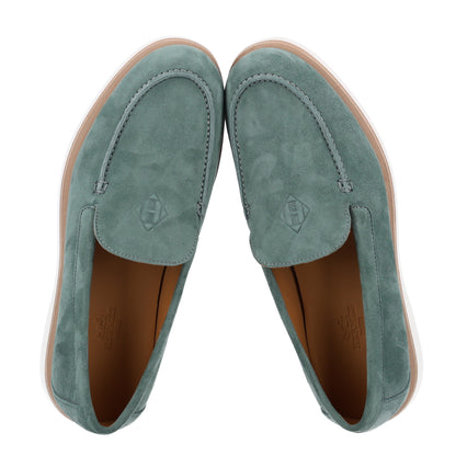 Hermes Suede Calfskin Womens Low Loafers 38 Vert Cedre 4 of 11