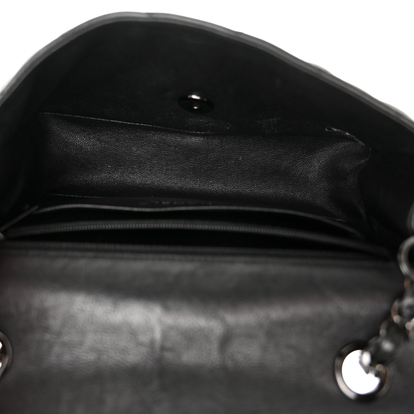 Crumpled Calfskin Quilted Mini Rectangular Flap So Black