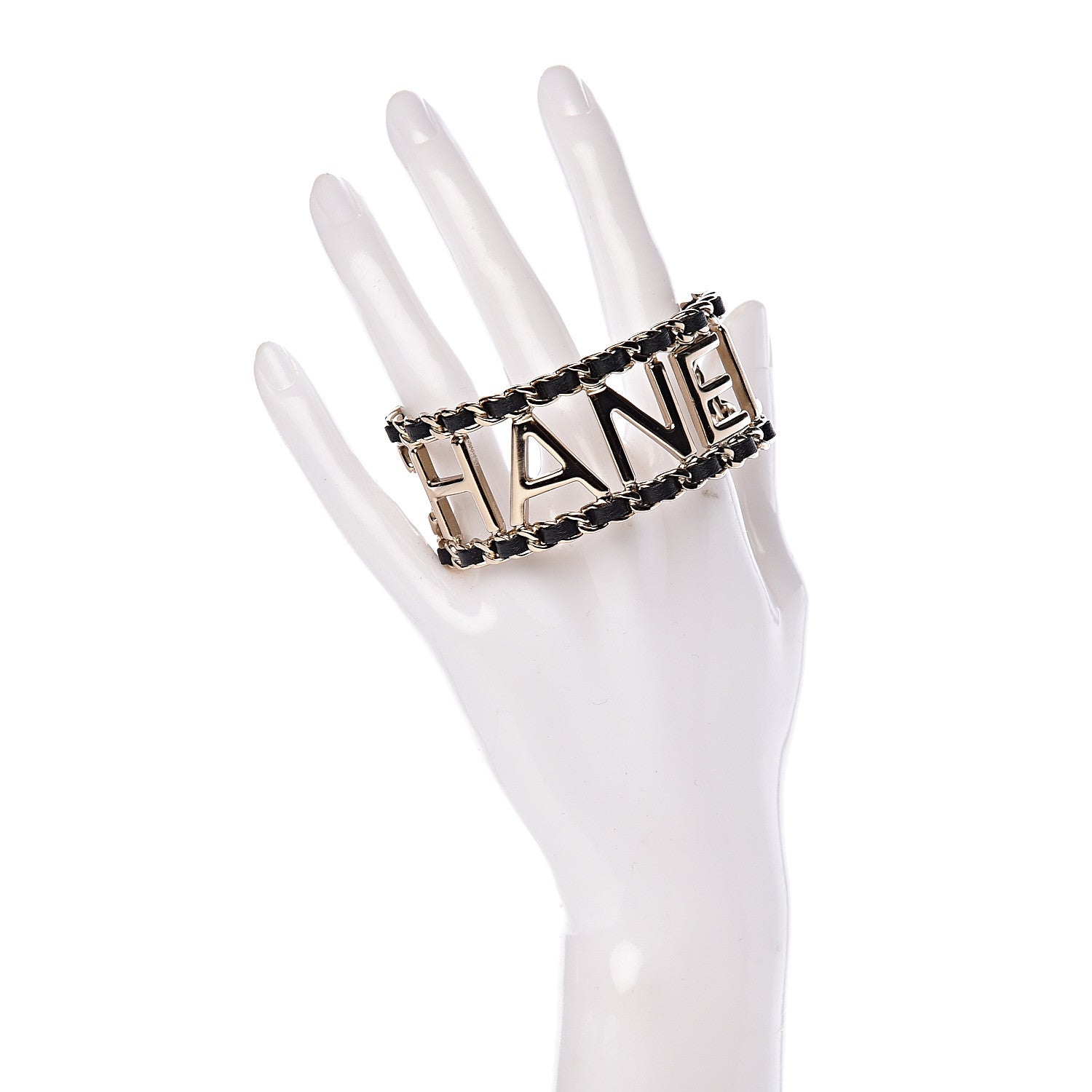 Chanel Lambskin Vintage Allure Cuff Bracelet M Black Gold 2 of 5
