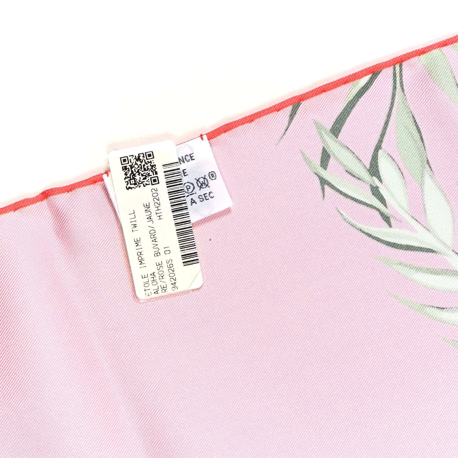 Hermes Silk Twill Imprime Aloha Double Scarf Stole Rose Buvard Jaune 4 of 4