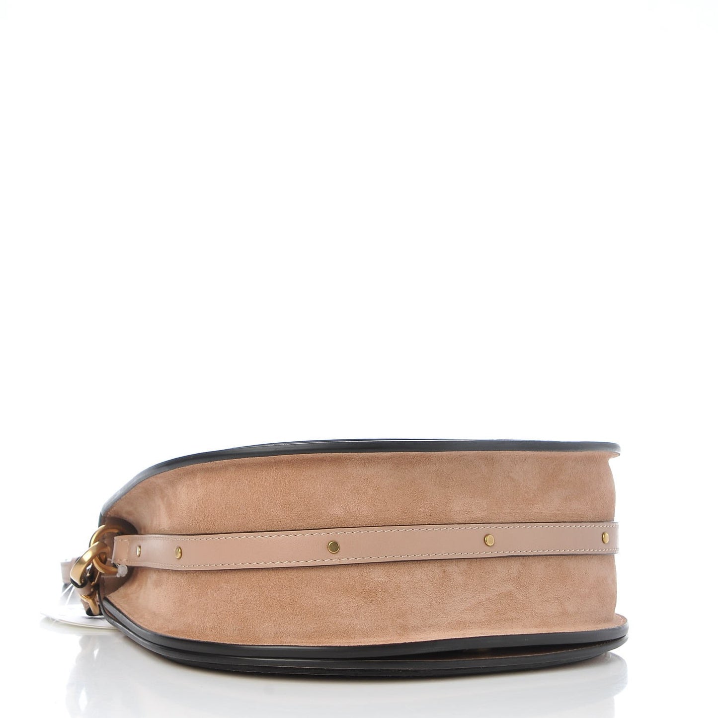 Calfskin Suede Medium Nile Bracelet Bag Biscotti Beige