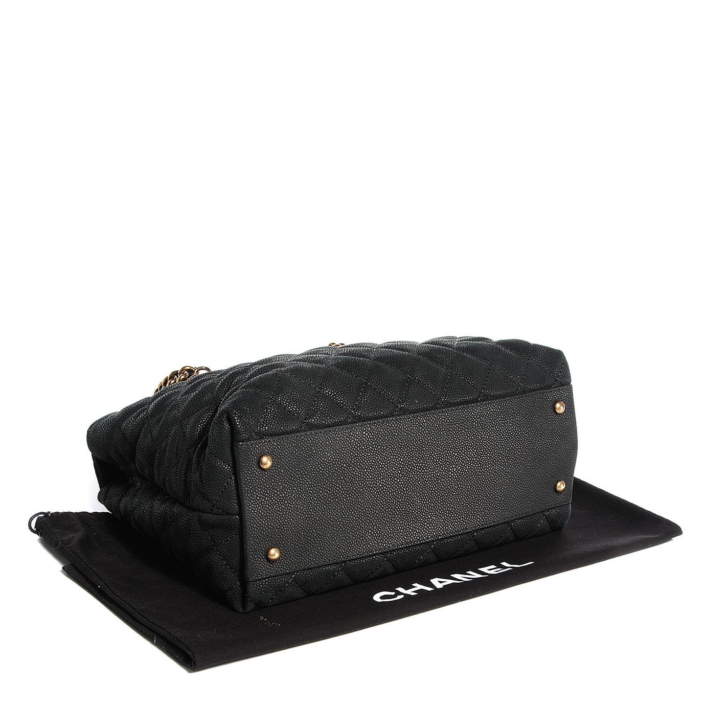 Iridescent Caviar Chic Quilt Tote Black