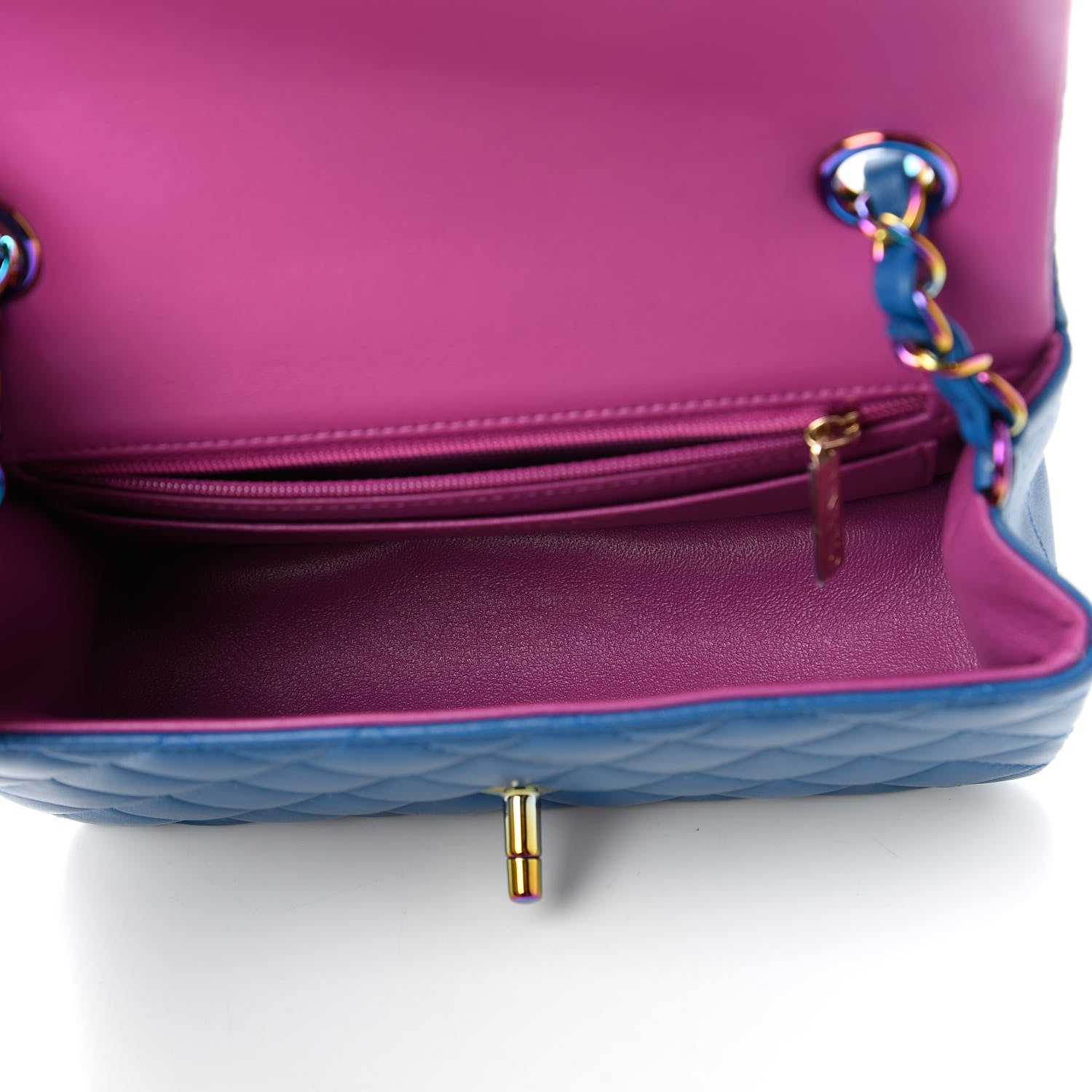 Chanel Lambskin Quilted Mini Rectangular Flap Blue Purple 5 of 10