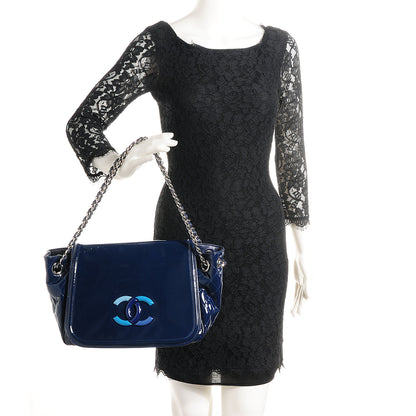 Chanel Vinyl CC Lipstick Accordion Flap Blue 2 of 7
