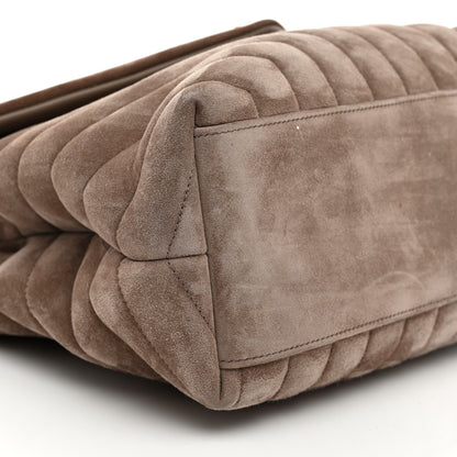 Saint Laurent Suede Y Quilted Monogram Medium Loulou Chain Satchel Taupe 11 of 12