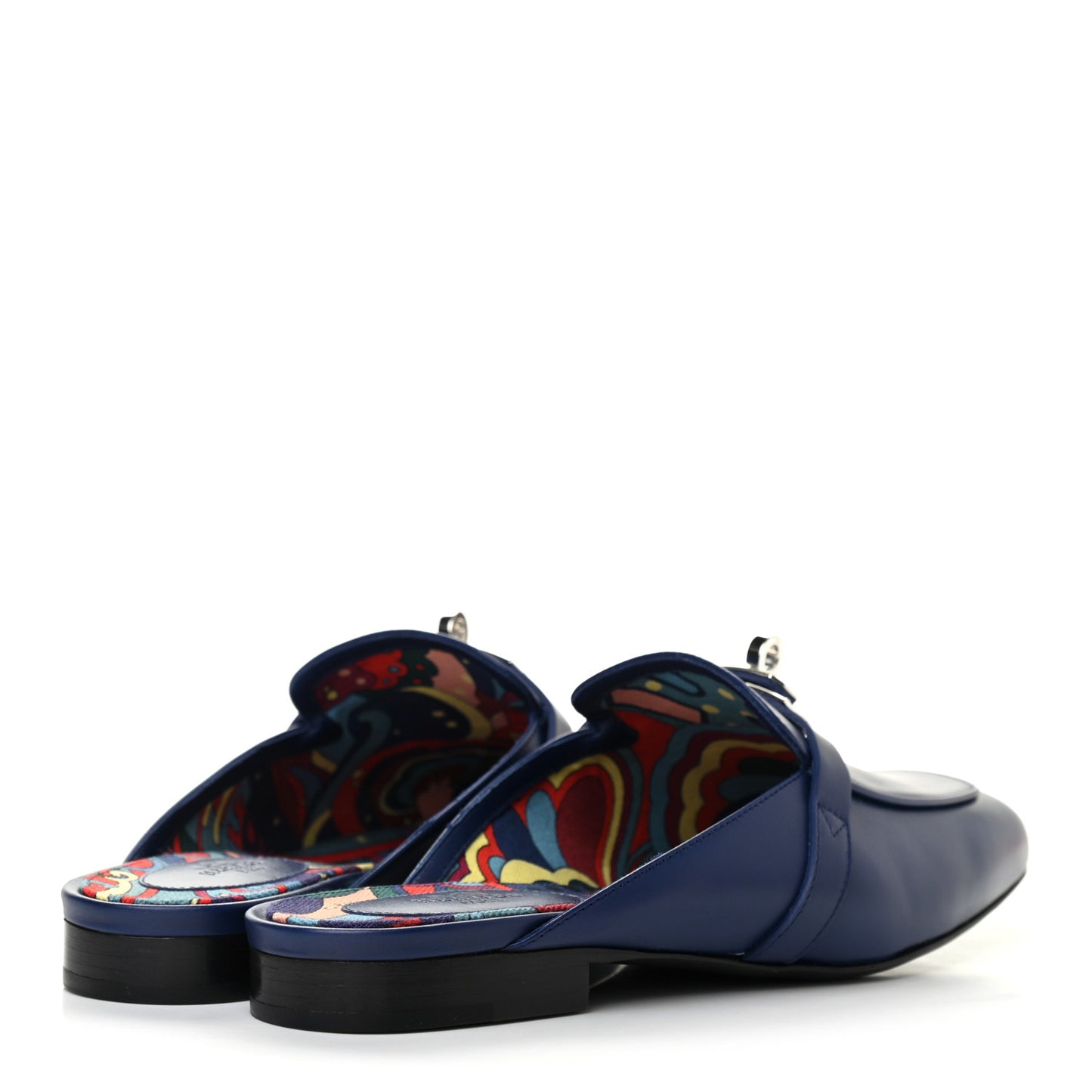 Calfskin Oz Mules 38 Bleu Maritime