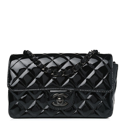 Chanel Patent Calfskin Quilted Mini Rectangular Flap So Black 1 of 4