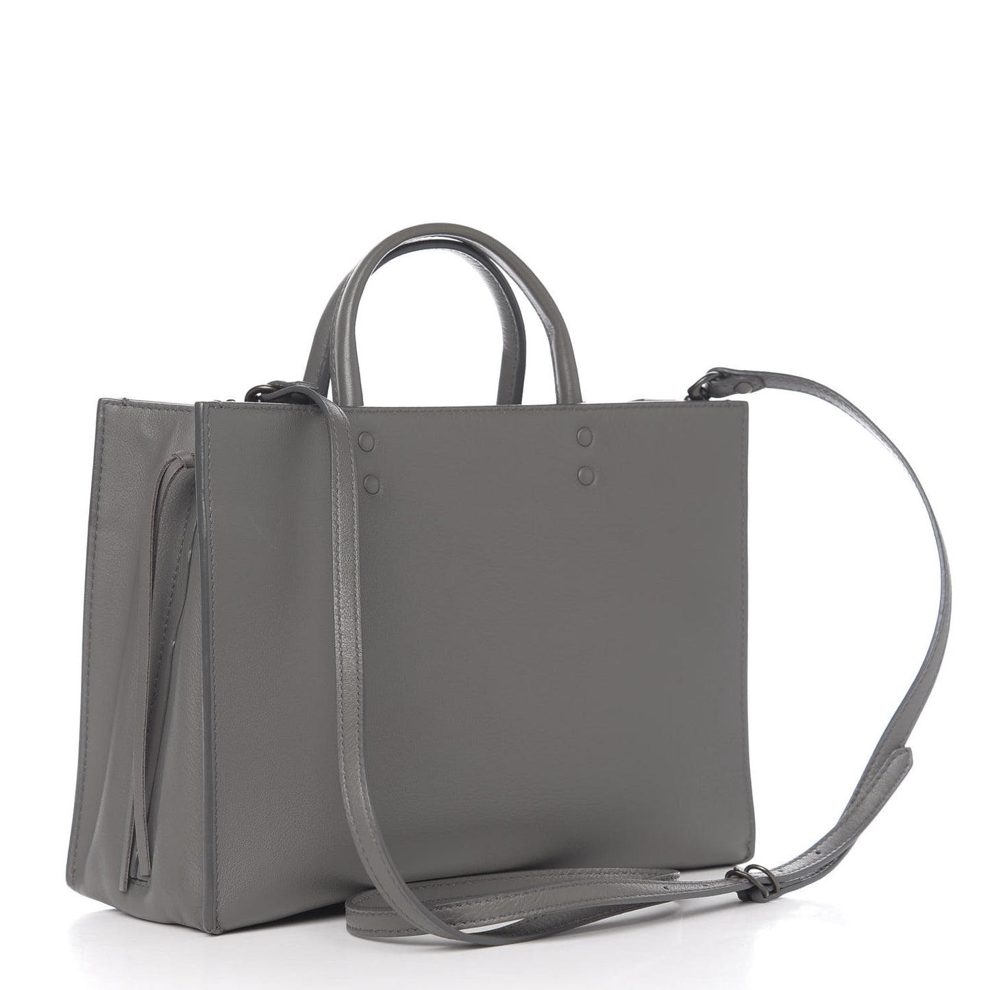 Calfskin Blackout Hardware Perforated Papier A6 Tote Gris Acier