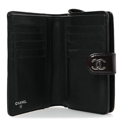 Chanel Patent Camellia Embossed Zipped Pocket Wallet Brown 5 of 13