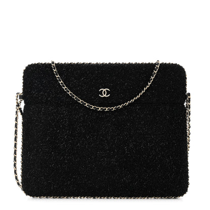 Chanel Tweed Chain Around Tablet Holder Crossbody Black 1 of 11