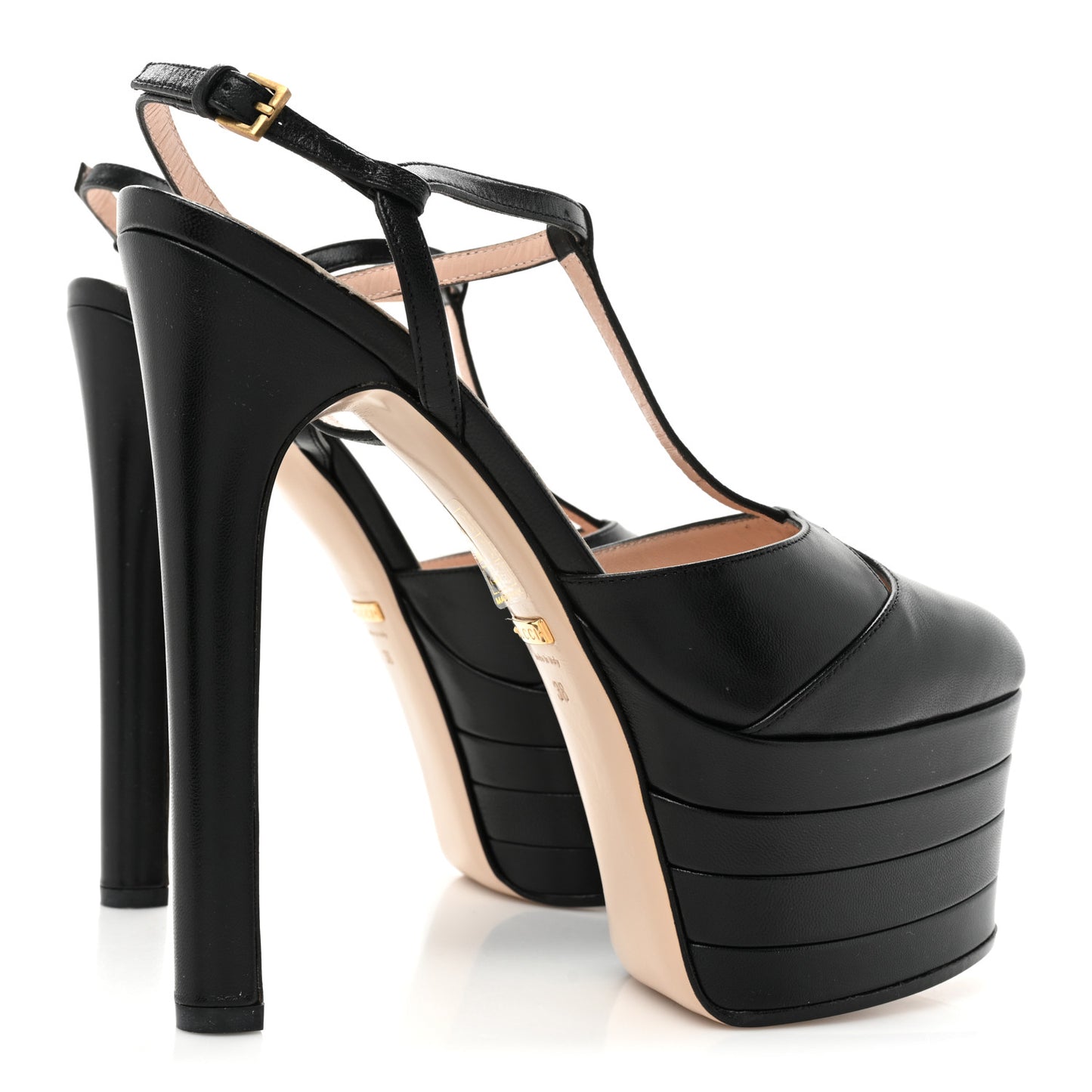 Malaga Kid T Strap Platform Pumps 38 Black