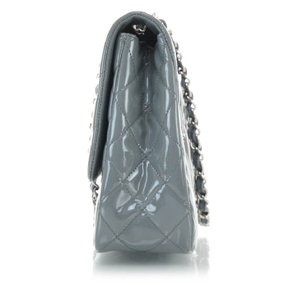 Chanel Patent Quilted Jumbo Flap Bag Grey 4 of 12