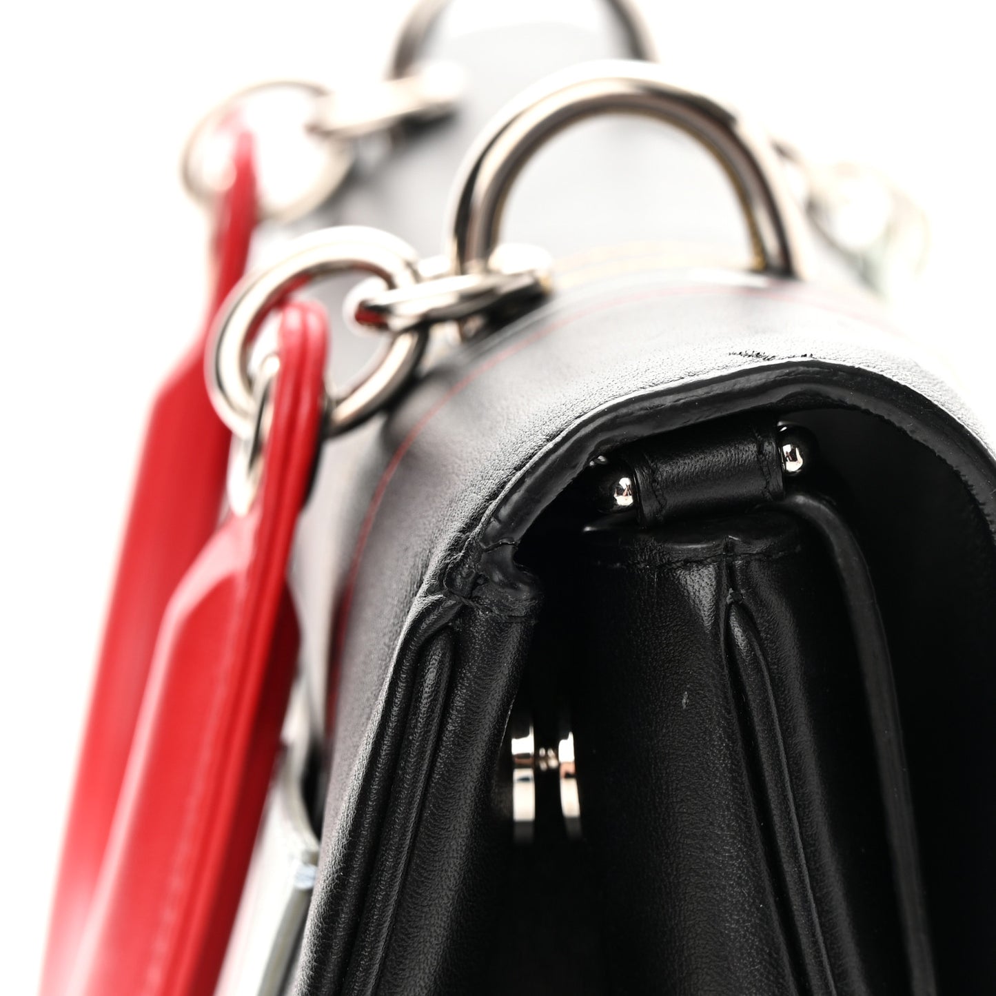 Smooth Calfskin Small Tri-Color Be Dior Flap Black Red White