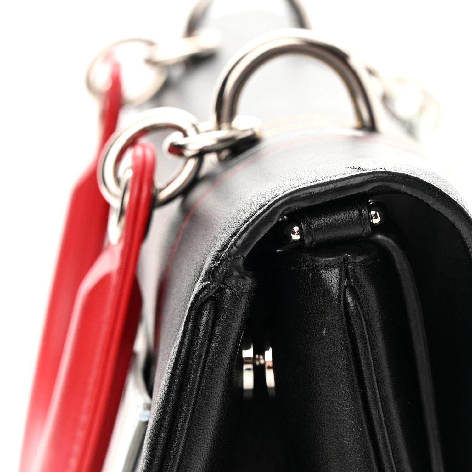 Christian Dior Smooth Calfskin Small Tri-Color Be Dior Flap Black Red White 16 of 17