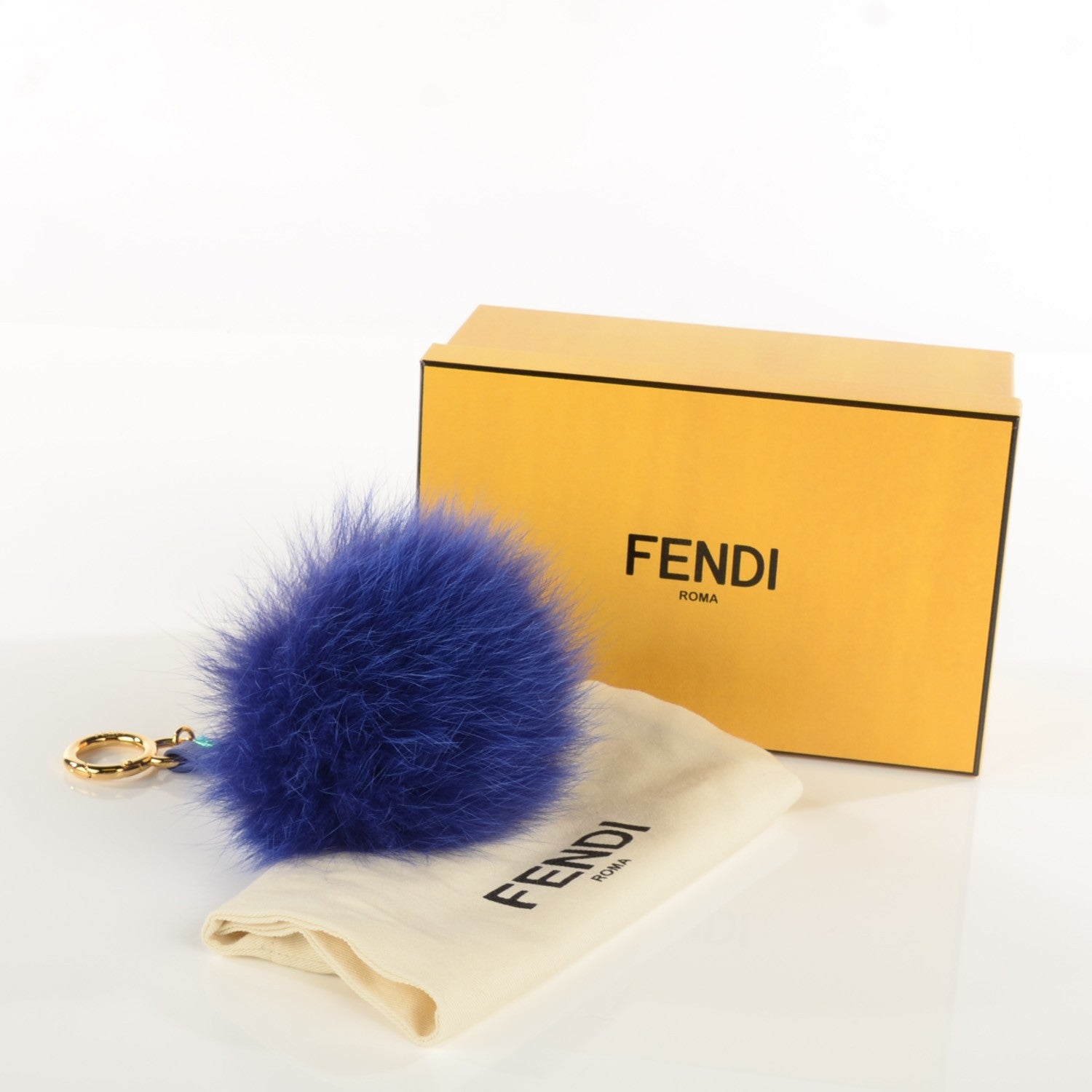 Fendi Fox Fur Vitello Elite Pom Pom Bag Charm Viola Cassis 6 of 6