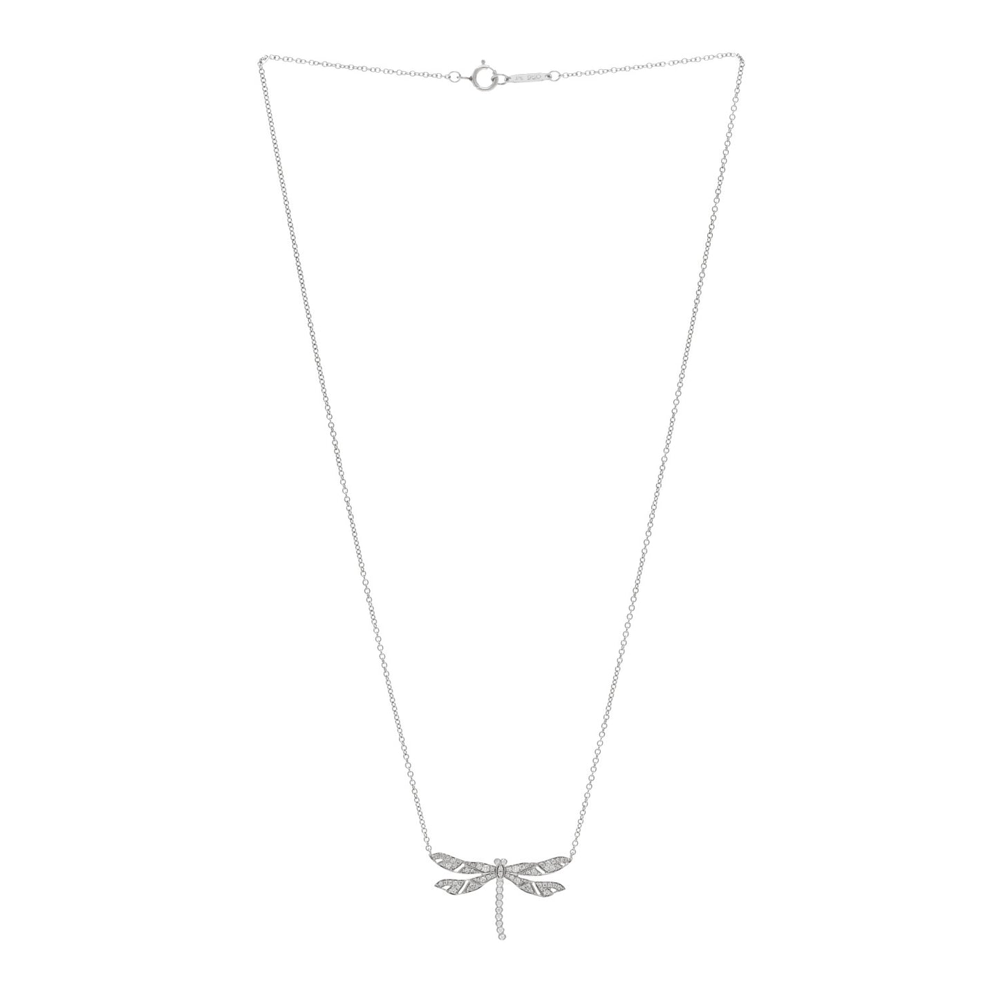 Platinum Diamond Dragonfly Pendant Necklace