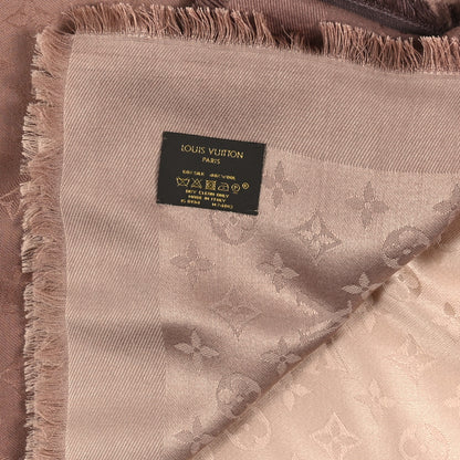 Louis Vuitton Silk Wool Monogram Denim Shawl Brown 3 of 3