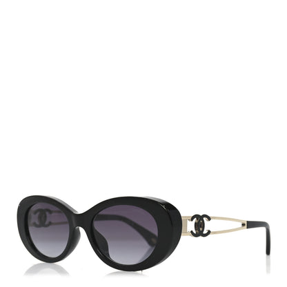 Chanel Acetate Oval Sunglasses 71730A Black 1 of 6