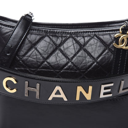 Chanel Aged Smooth Calfskin Quilted Medium Gabrielle Logo Hobo Black 10 of 10