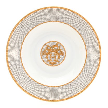 Hermes Porcelain Mosaique Au 24 Soup Bowl Gold 1 of 8