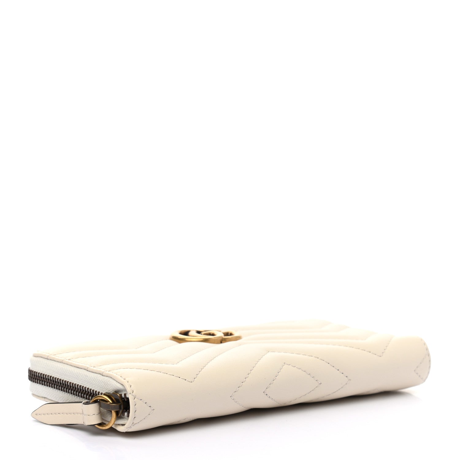 Gucci Calfskin Matelasse GG Marmont Zip Around Wallet White 4 of 7