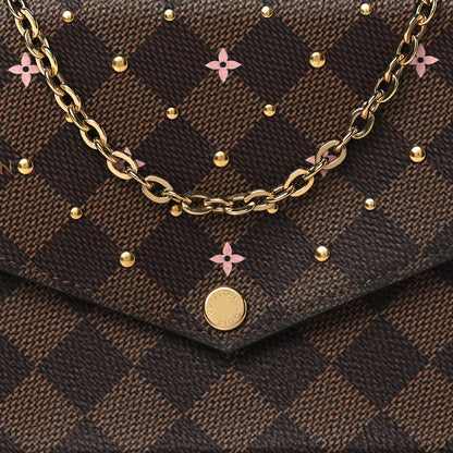 Louis Vuitton Damier Ebene Studded Pochette Felicie Chain Wallet 7 of 9