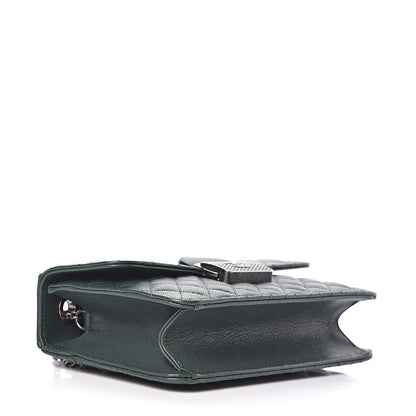 Chanel Goatskin Quilted Small CC University Top Handle Flap Dark Green 4 of 10