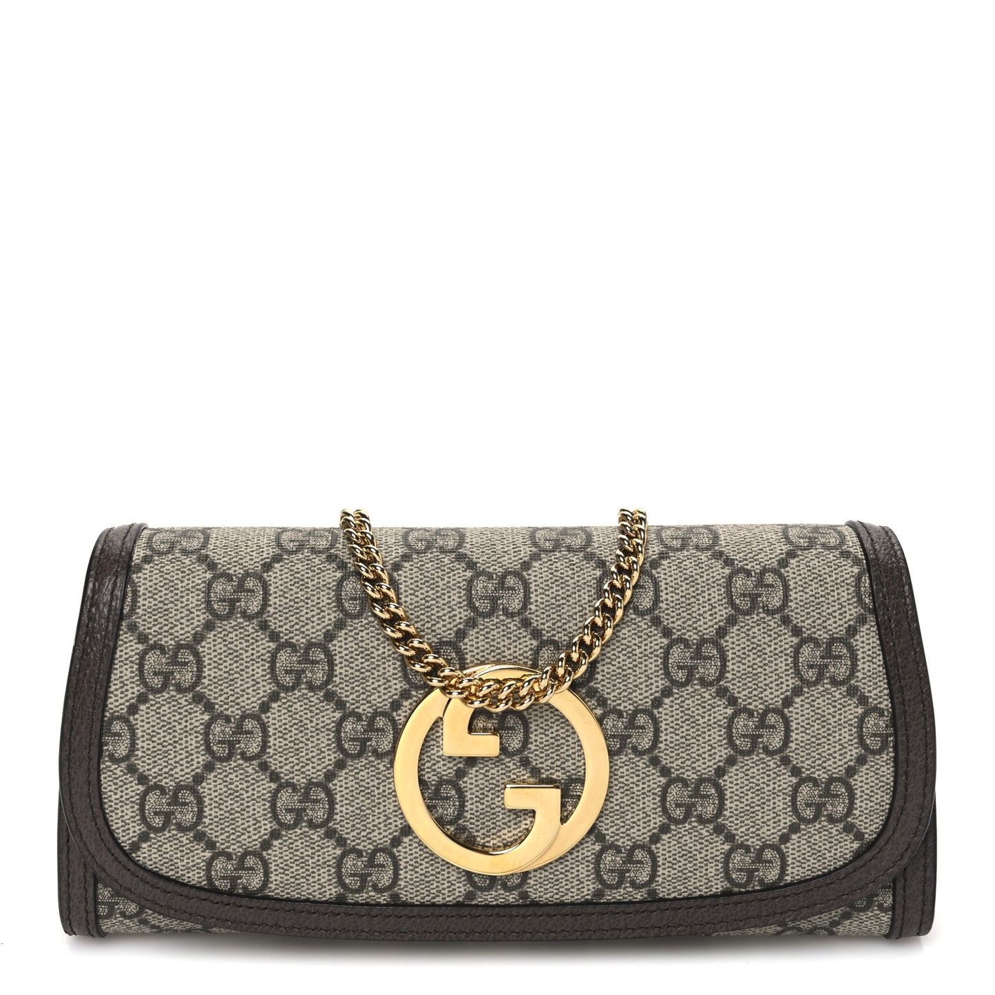 GG Supreme Monogram Textured Dollar Calfskin Blondie Continental Chain Wallet Beige Ebony New Acero