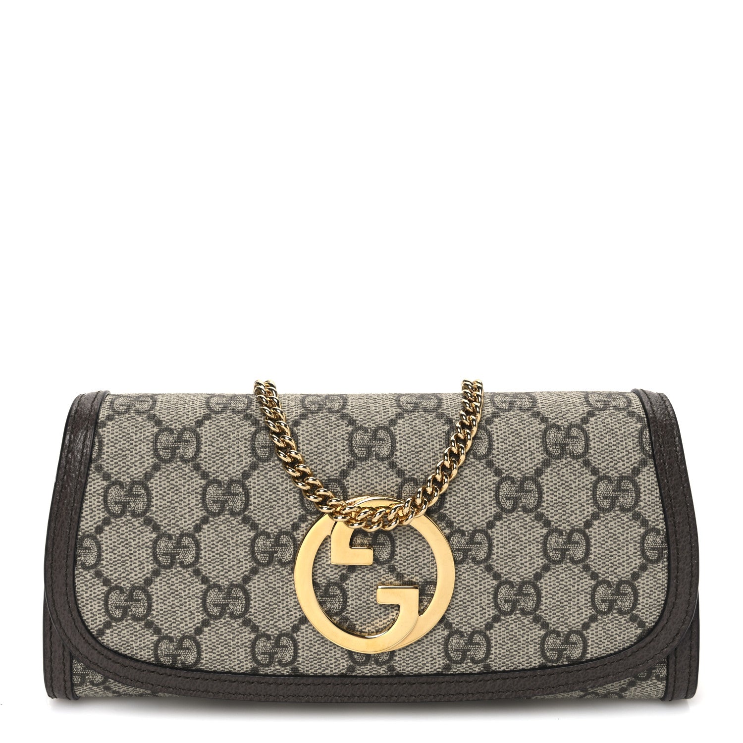 Gucci GG Supreme Monogram Textured Dollar Calfskin Blondie Continental Chain Wallet Beige Ebony New Acero 1 of 11