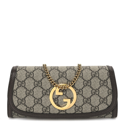 Gucci GG Supreme Monogram Textured Dollar Calfskin Blondie Continental Chain Wallet Beige Ebony New Acero 1 of 11