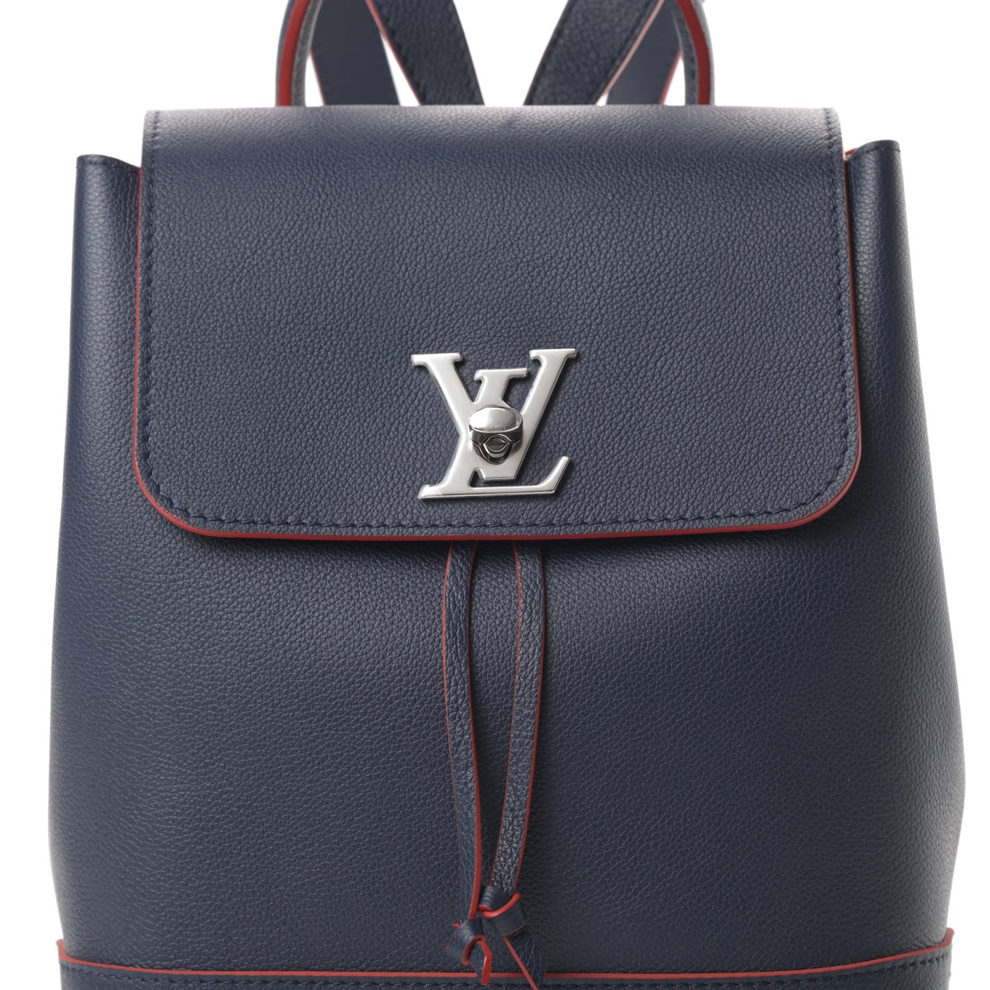 Soft Calfskin Lockme Backpack Marine Rouge