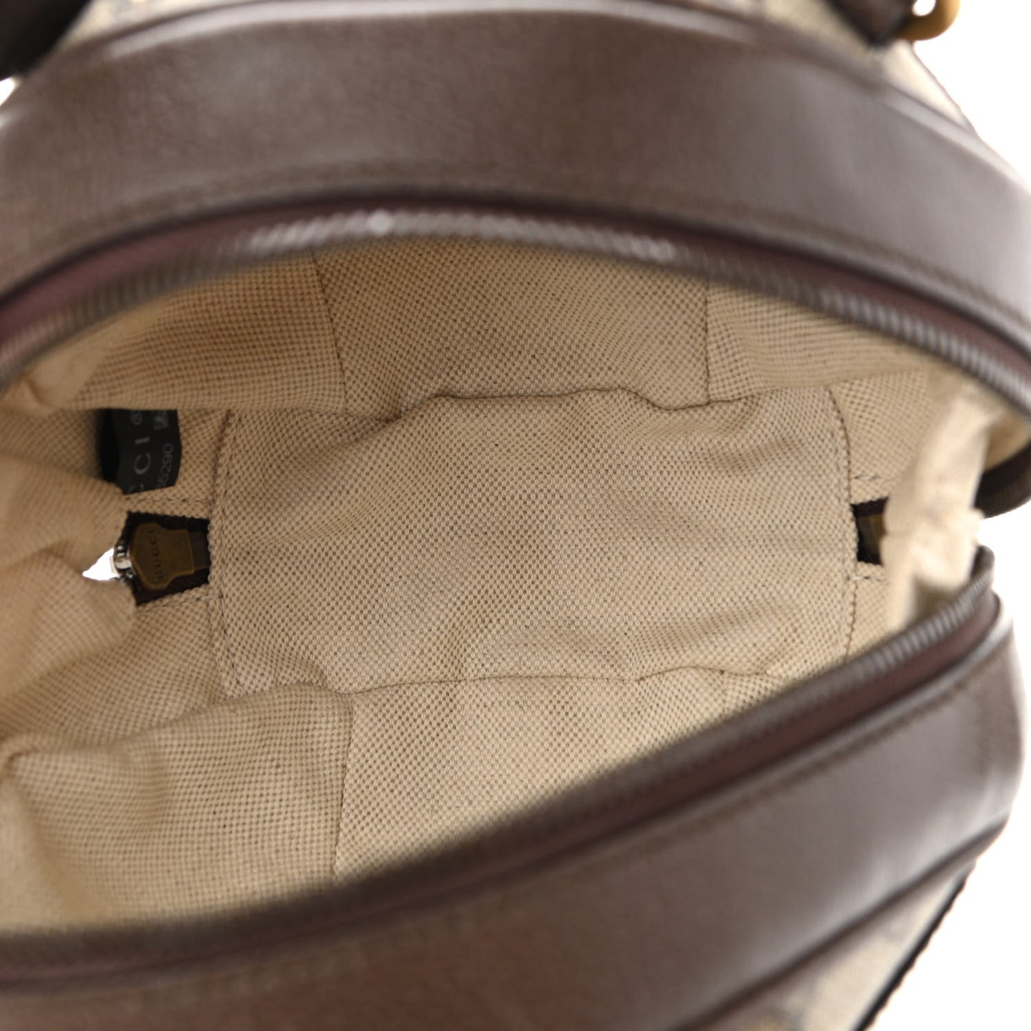 GG Supreme Monogram Textured Dollar Calfskin Web Mini Ophidia Basketball Shaped Shoulder Bag Beige Ebony New Acero