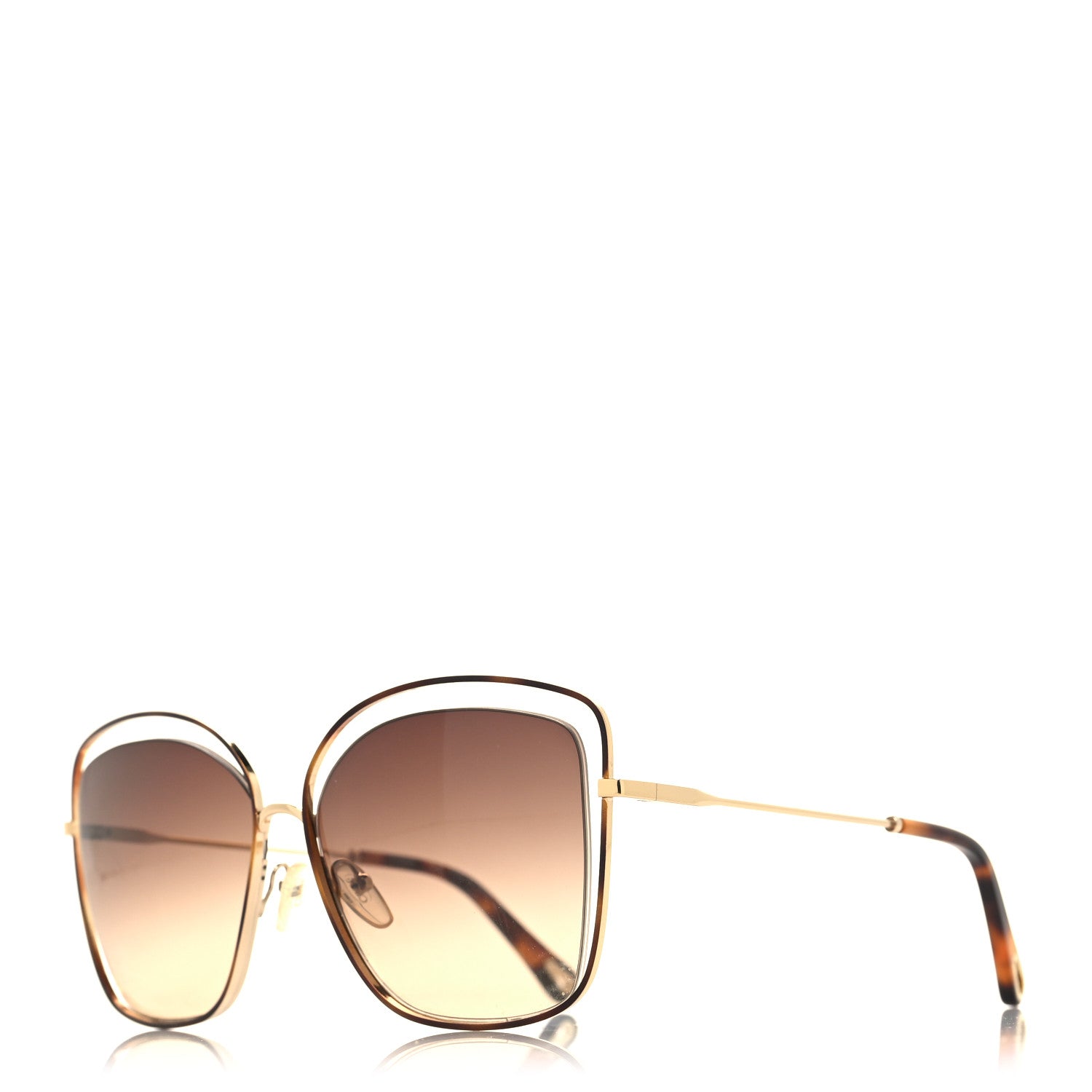 Chloe Poppy Cutout Square Sunglasses CE133S Gold Tortoise 1 of 6