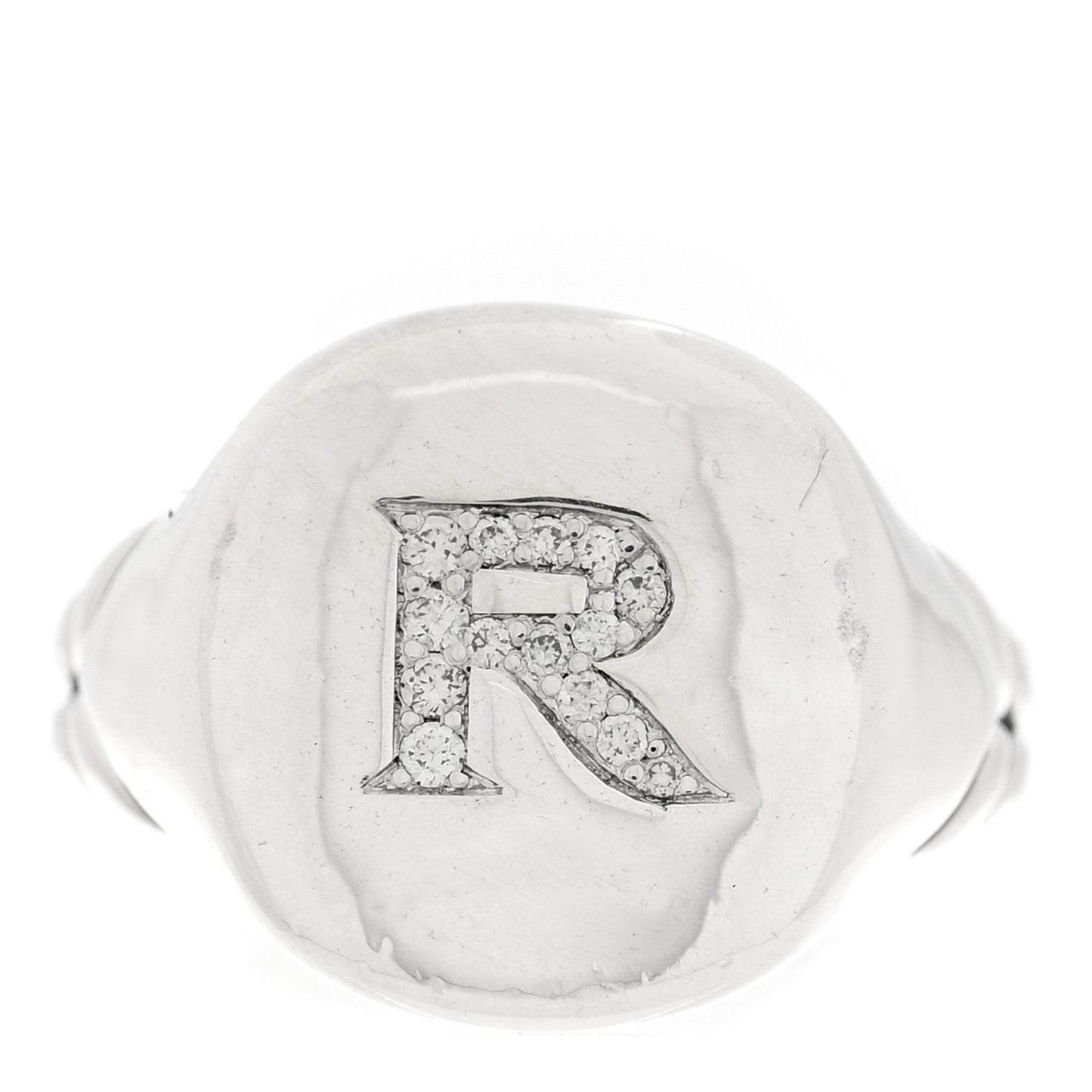 Sterling Silver Diamond 14mm Initial R Pinky Ring  46 3.75