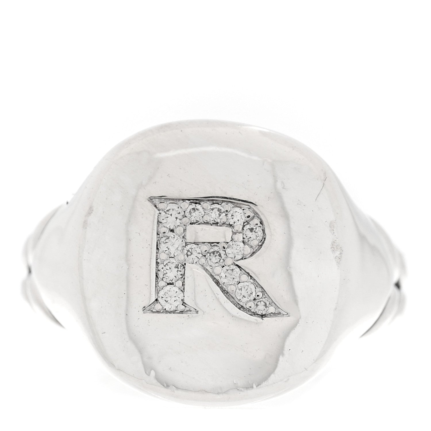 David Yurman Sterling Silver Diamond 14mm Initial R Pinky Ring  46 3.75 1 of 4